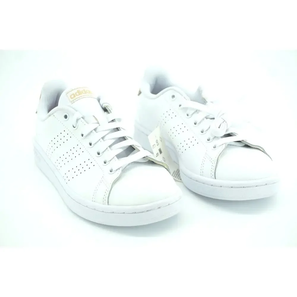 Adidas Women Avantage White Leather Lace-Up Sneaker Size 6.5 striped